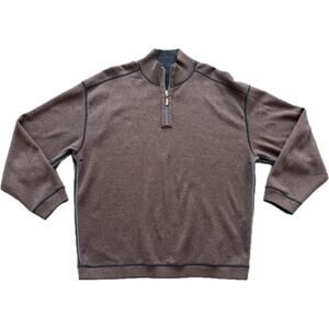Tommy Bahama Quarter-Zip Flipside Reversible Sweater Pullover XXL Brown Black
